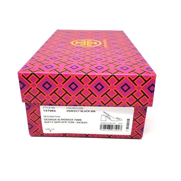 Tory Burch Georgia Slingback Pumps 70MM Naplack Cow Perfect Black 137065 Size 8 - Picture 11 of 11